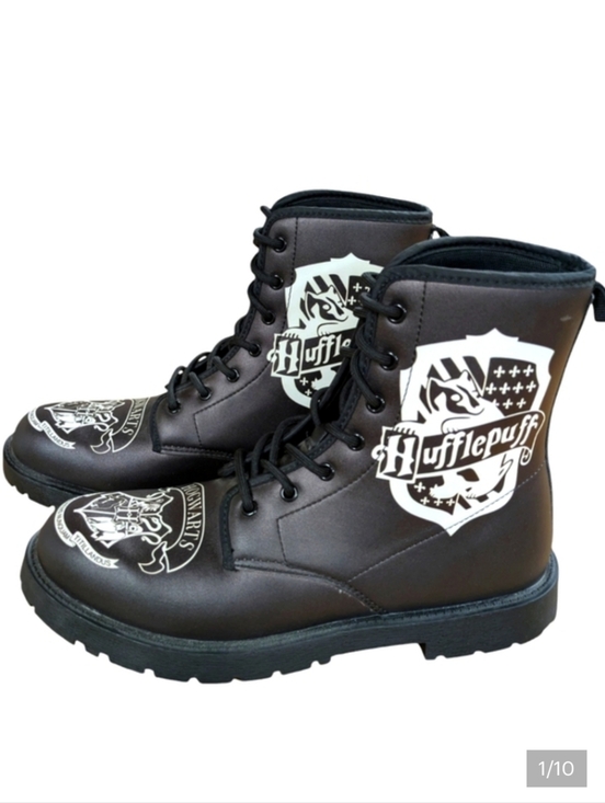Shoes - Harry Potter Hogwarts Hufflepuff Brown Vegan Leather Boots Size 10 W/7.5M